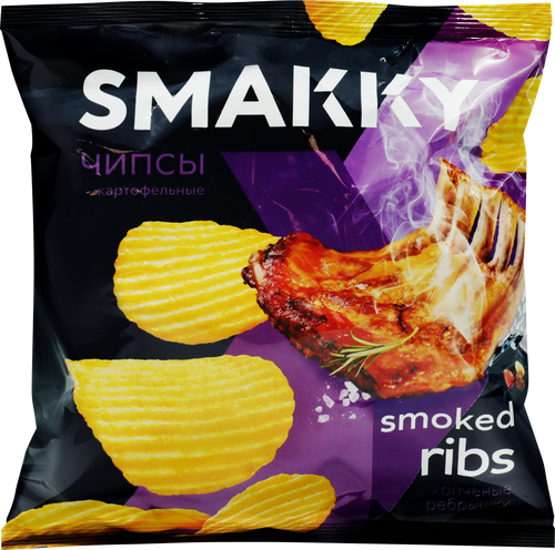 

Чипсы картофельные SMAKKY со вкусом копченых ребрышек барбекю, 70г