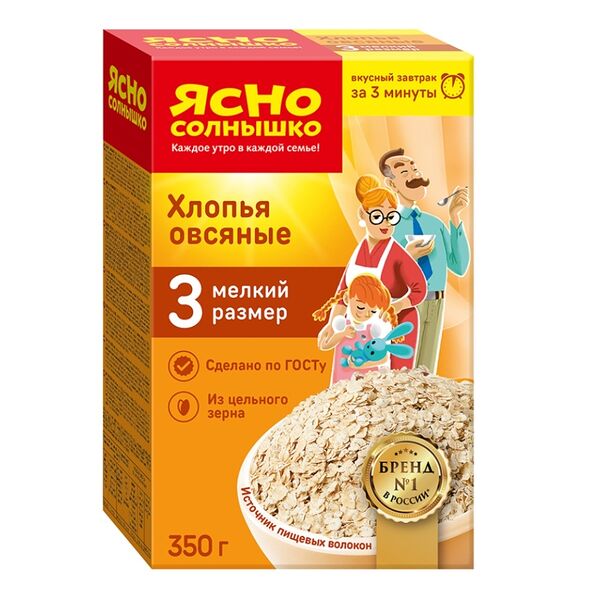Хлопья Ясно Солнышко овсяные №3 350 г