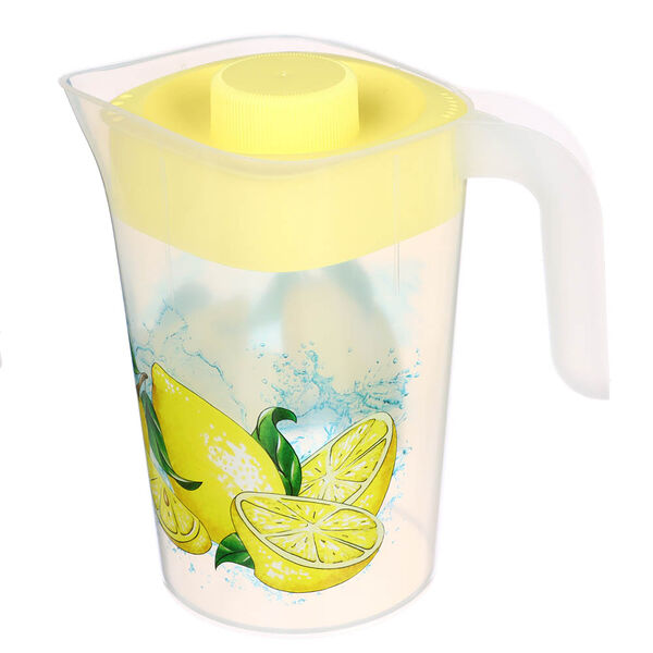 Кувшин с крышкой 2л, лимоны, пластик