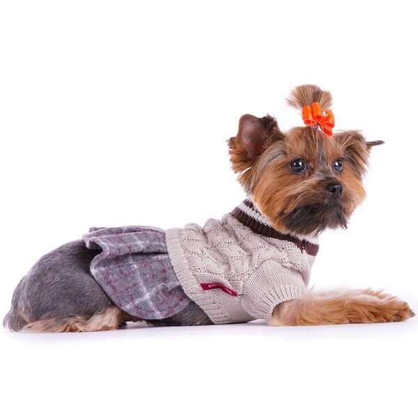 Свитер с юбкой для собак 19см XS серый (унисекс)