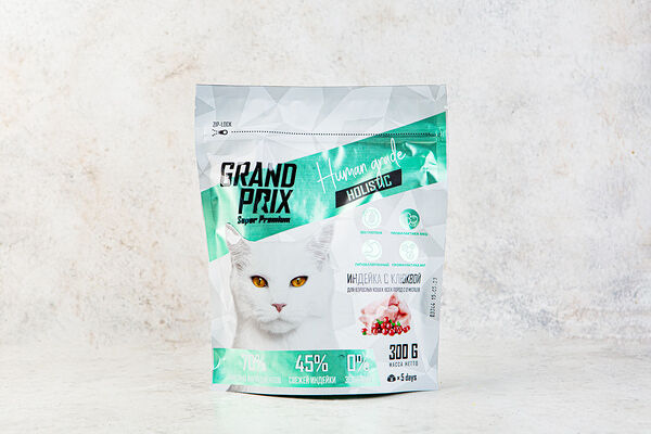 Корм сухой для взрослых кошек всех пород с индейкой Grand prix, 300 г