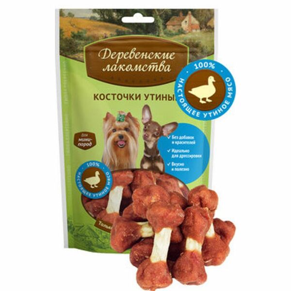 Лакомство Деревенские лакомства Косточки утиные для собак 79711526, 55г