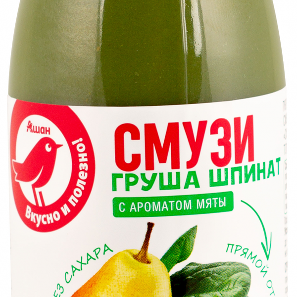 Смузи АШАН Красная птица со вкусом груша шпинат с ароматом мяты