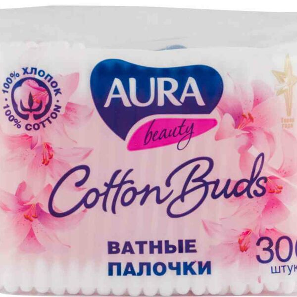 Ватные палочки Aura, 300 шт.