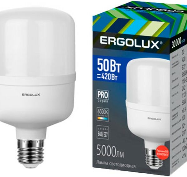 Лампа Ergolux светодиодная LED HW 50W E40 6K серия PRO