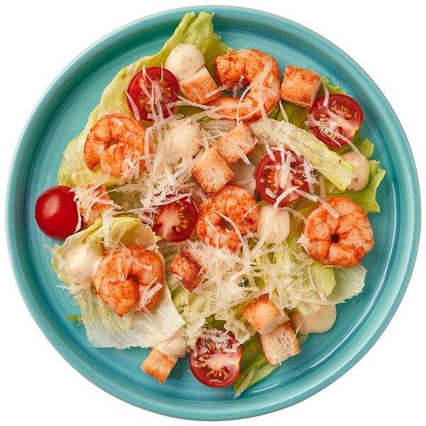 Салат Цезарь с креветками