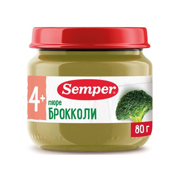 Пюре Semper Брокколи с 4 месяцев 80г