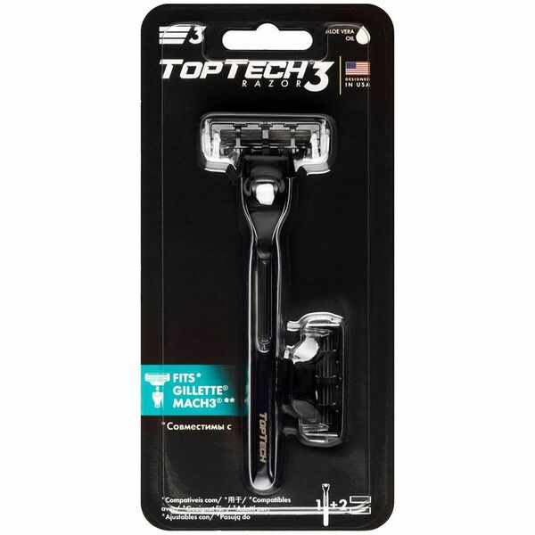 Бритва Toptech Razor 3 мужская + кассеты сменные, 2шт