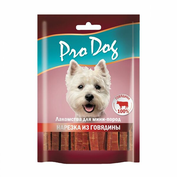 Лакомство для собак Pro Dog Нарезка из говядины для мини-пород