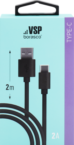 

Кабель BORASCO Usb Type-C витой, черный, 2м