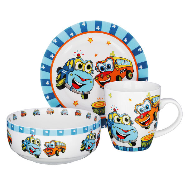 Millimi машинки набор детской посуды 3 предмета, костяной фарфор