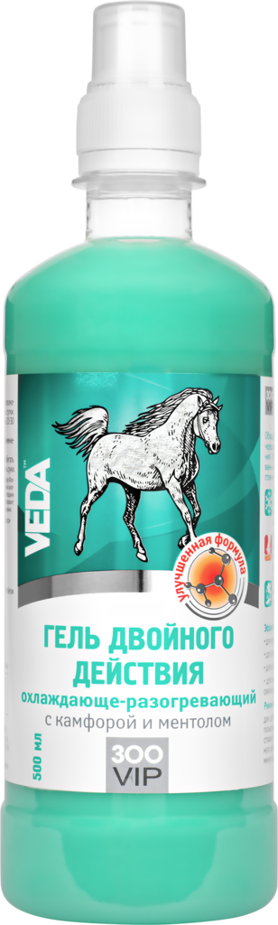 

Гель двойного действия VEDA ЗооVIP охлаждающе-разогревающий с камфорой и ментолом 500 мл