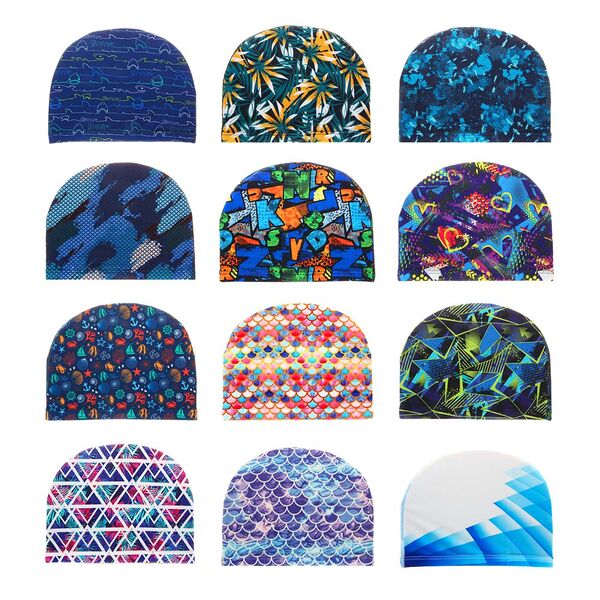 Silapro шапочка для плавания, универсальная, 22.5х17см, капроновое волокно, 12 дизайнов в ассортименте