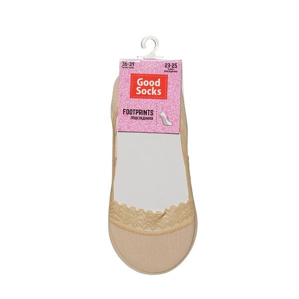 Подследники Good Socks трикотажные , с кружевом , SS19/16-4 , бежевые