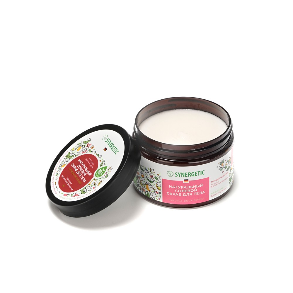 

Скраб для тела Synergetic Натуральный солевой антицеллюлитный пачули и ароматный бергамот 300 мл