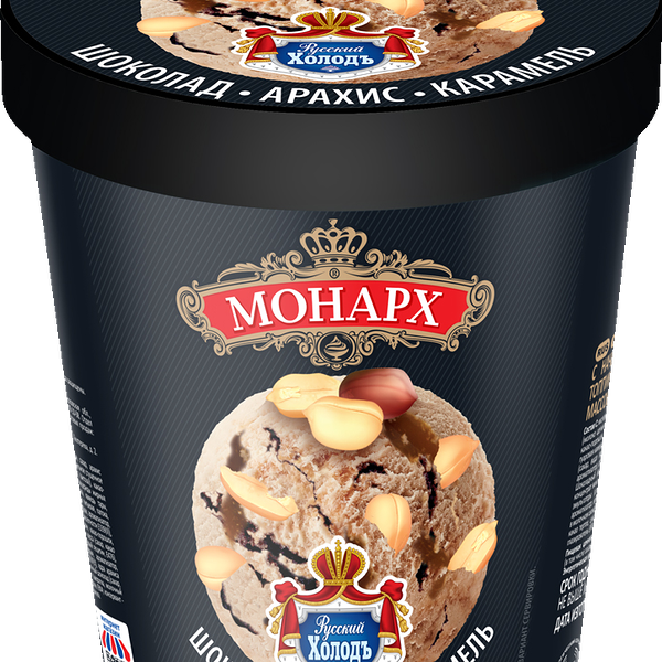 Мороженое Монарх пломбир шоколад арахис карамель ведро, 330 г