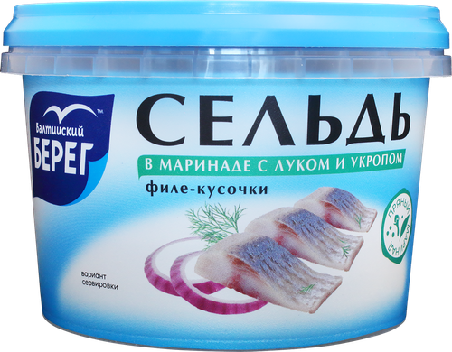 

Сельдь Балтийский берег филе-кусочки в маринаде с луком и укропом 250 г