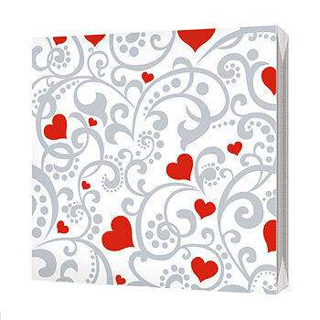 Салфетки бумажные BGREEN Сердечки серебро 33*33см