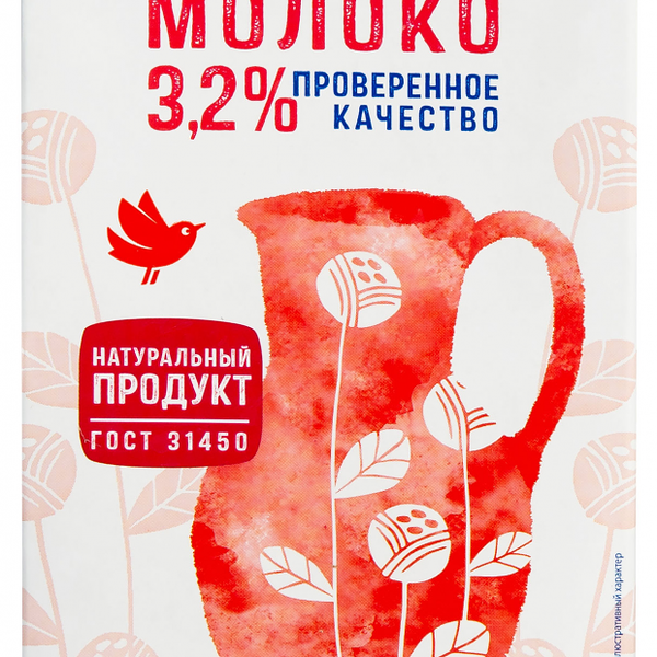 Молоко ультрапастеризованное АШАН Красная птица 3.2%