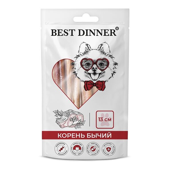 Лакомство для собак бычий корень сухой, Best Dinner, 13 см, Россия