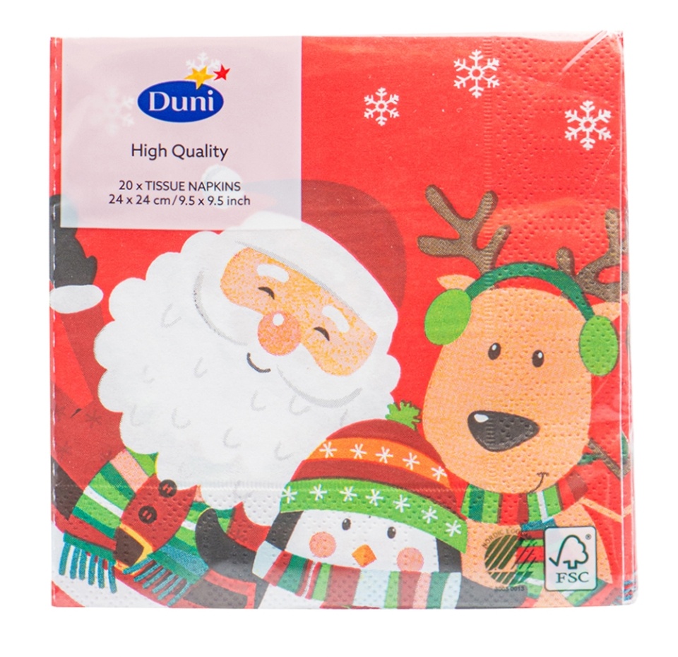 

Салфетки бумажные Duni winter santa fun 3 слоя 24 см 20 шт