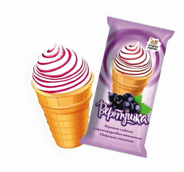 Мороженое сливочное 100г вертушка с черной смородиной стакан бодрая корова