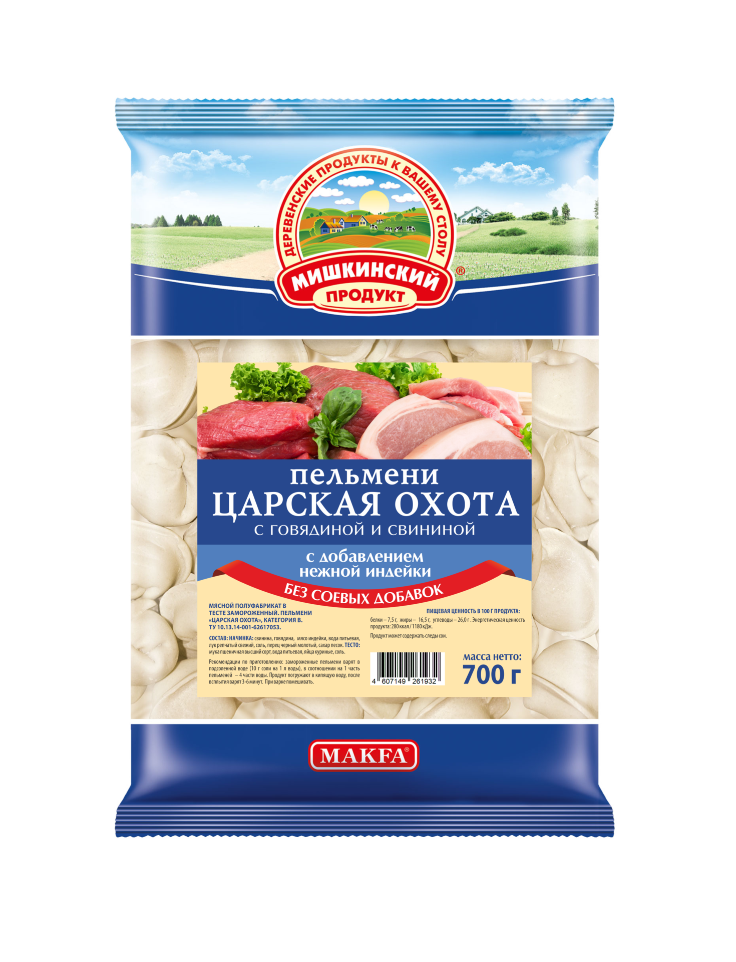 

Пельмени Мишкинский Продукт Царская охота 700 г