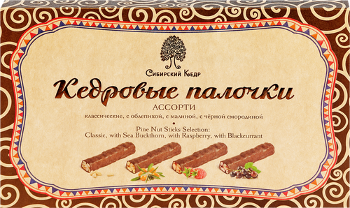 

Конфеты Сибирский кедр Кедровые палочки Ассорти 190 г дизайн упаковки в ассортименте