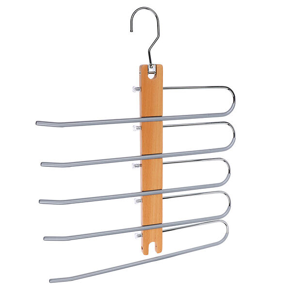 By вешалка деревянная для брюк и юбок, 47,5х12х34см, натурал.цвет, хром