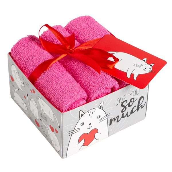Набор махровых полотенец Этель Love you so mush, 3 шт, 30х30 см, махра 340г/м2, красный