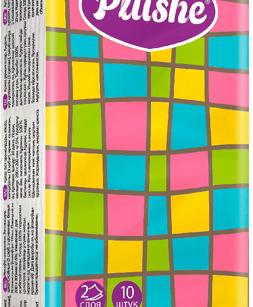 Платочки носовые Plushe Орнамент белые 2слоя 10х10шт