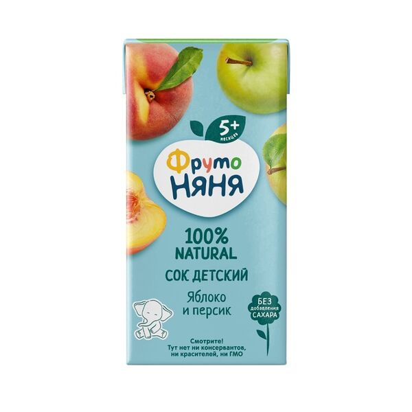 Сок яблоко и персик без сахара с 5-ти месяцев ФрутоНяня 200 мл