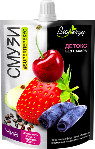

Смузи BioNergy Детокс жимолость, вишня, клубника, яблоко, семена чиа 120 мл