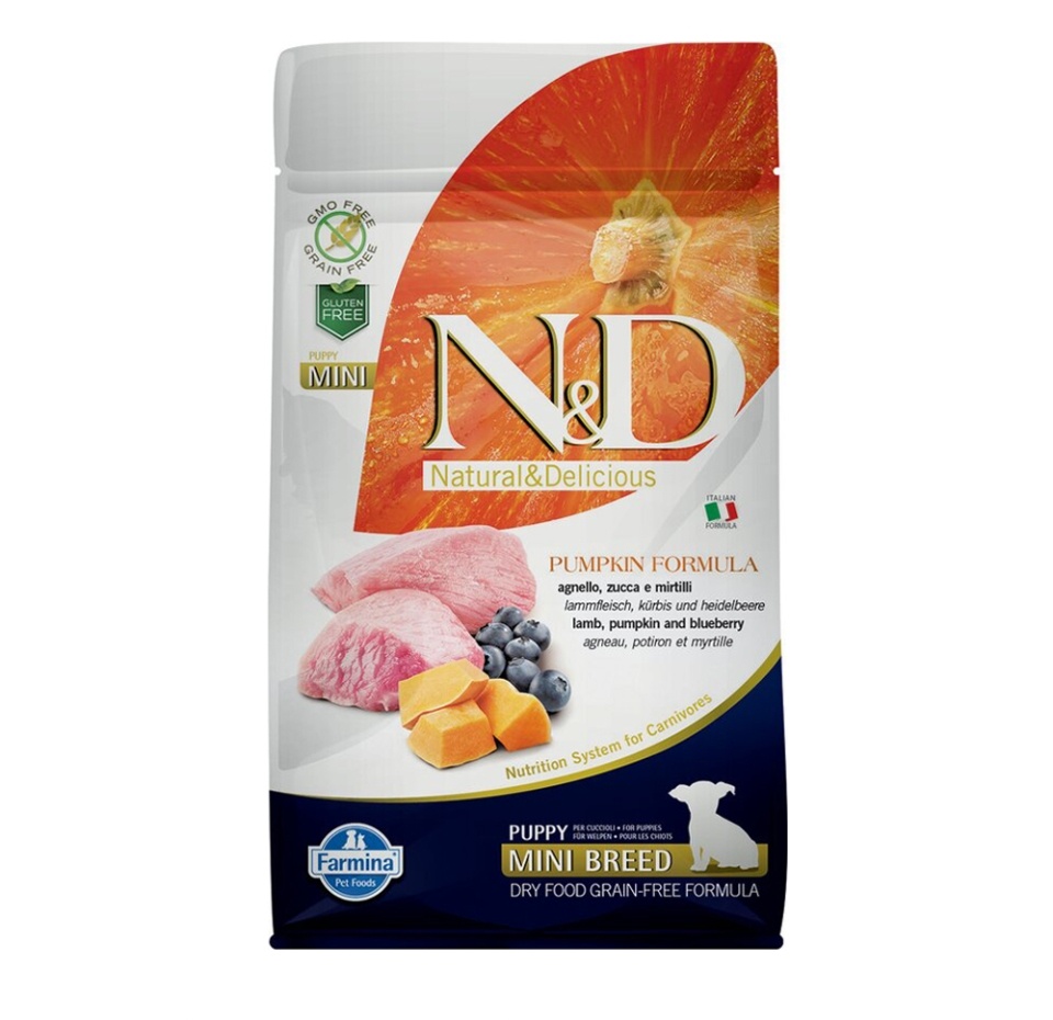 

Корм для щенков N&D Pumpkin Line мелких пород сухой с ягнёнком, черникой и тыквой Farmina 800 г