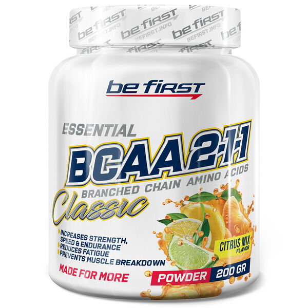 Be First BCAA 2:1:1 Classic Powder 200 г цитрусовый микс