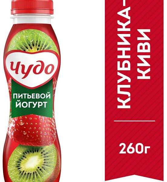 Йогурт питьевой Чудо Клубника-Киви 1.9% 260г