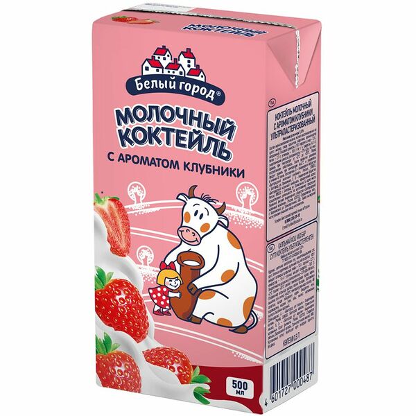 Молочный коктейль Белый город Клубника 1,5%