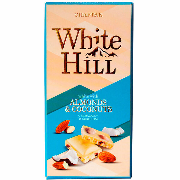 Шоколад Спартак белый с миндалем и кокосом пенал 90г БЕЛАРУСЬ