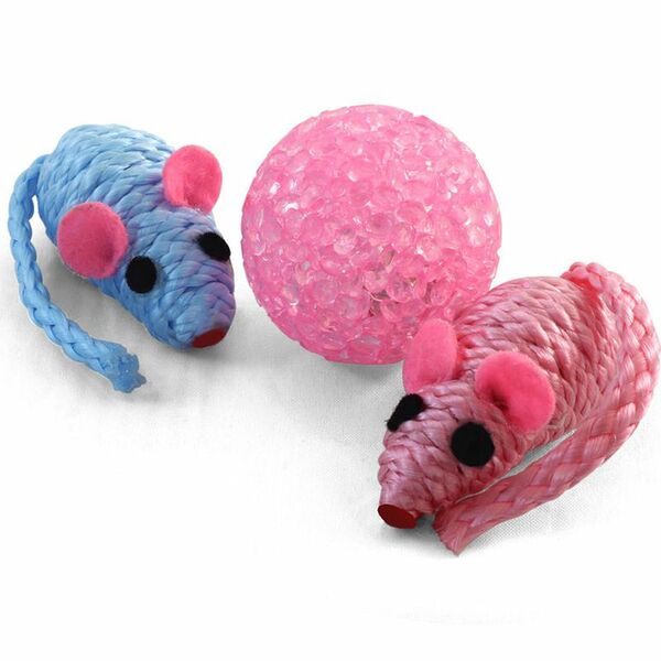 Набор игрушек TRIOL для кошек (мяч, 2 мышки), d40мм; 50мм