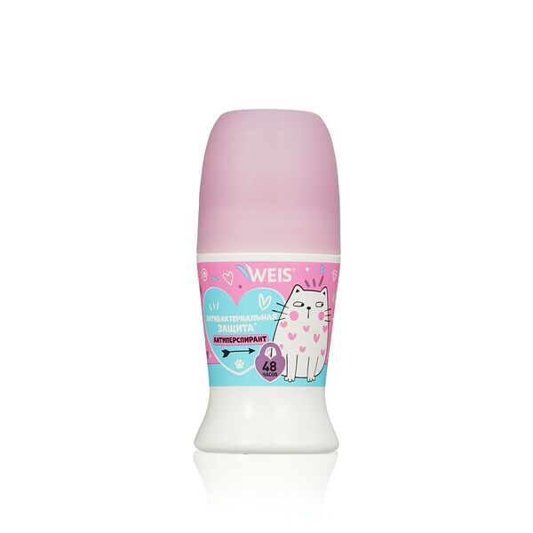 Женский шариковый дезодорант-антиперспирант WEIS Антибактериальная защита, 50мл