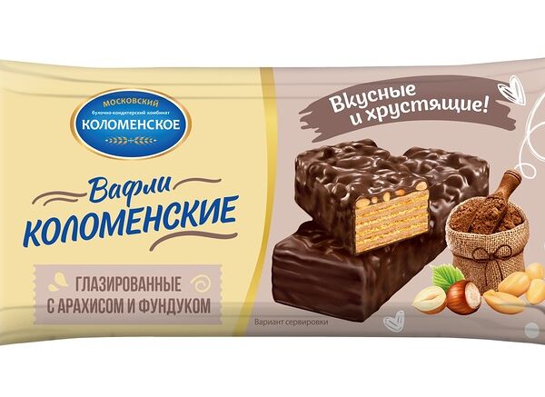 Вафли глазированные Коломенское с арахисом и фундуком 160 г