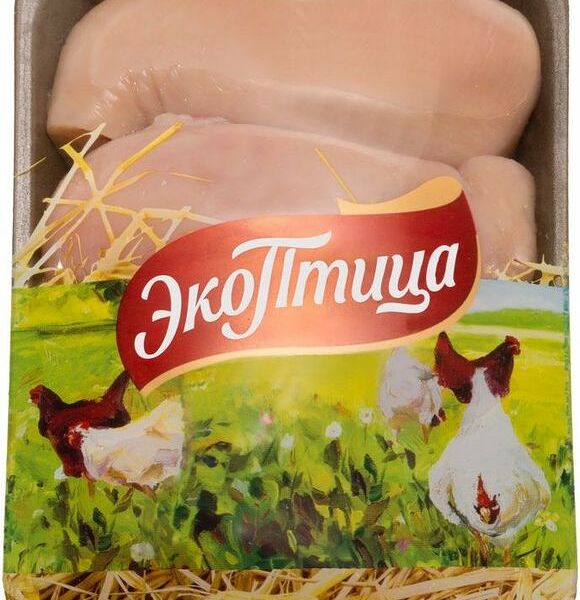Филе цыплёнка-бройлера Экоптица без кожи охлаждённое