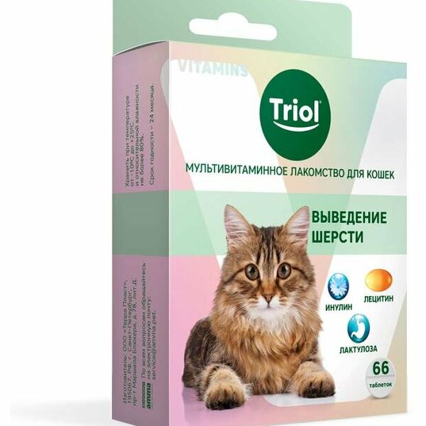 Лакомство для кошек Triol выведение шерсти мультивитаминное