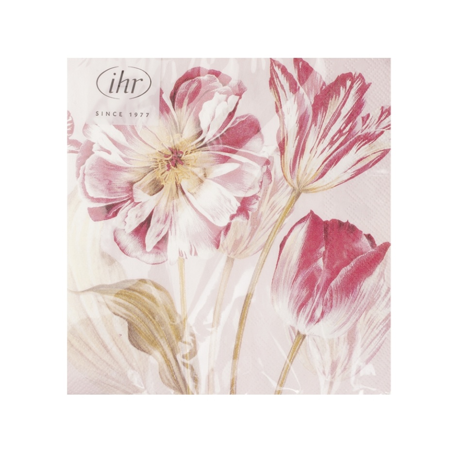 

Салфетки бумажные Majestic Tulips 33х33см 3-сл розовые Ihr 1 уп. 20 шт Германия