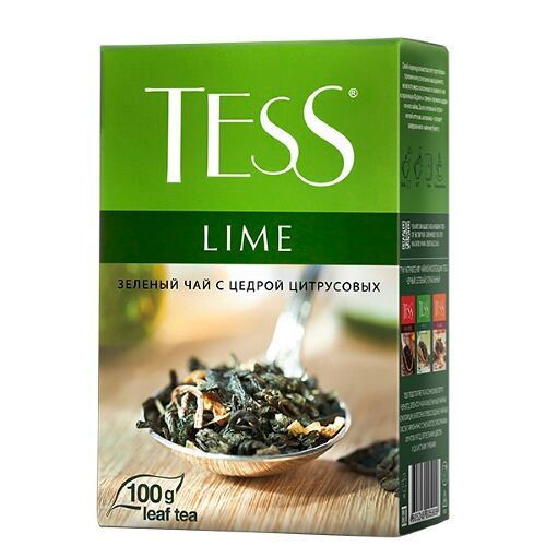Чай зеленый Tess Lime с цедрой лим, лепес цв, лайма листов. вес 100г.