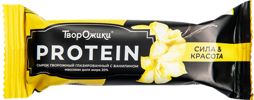 

Сырок творожный Творожики Protein глазированный с ванилином обогащенный протеином 20% 40 г