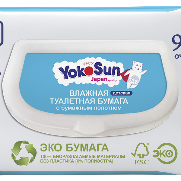 Бумага туалетная влажная детская YokoSun 68 шт