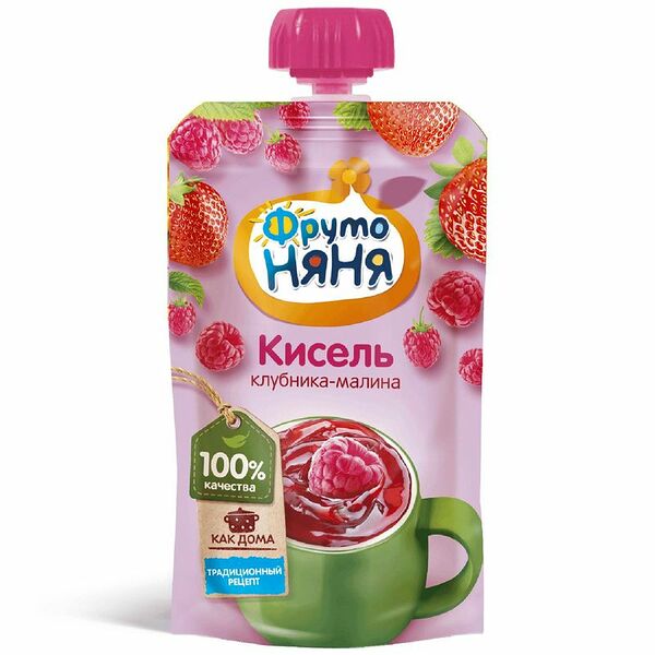 Кисель ФрутоНяня из ягод клубника и малина 130г, Россия