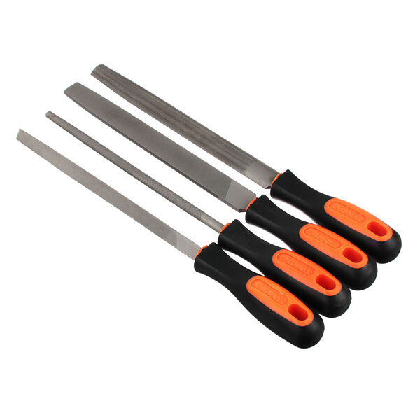 Ермак набор напильников 200мм 4шт(кругл.,полукругл.,трёхгранный,плоск.),пластик.двухкомпонент. ручка