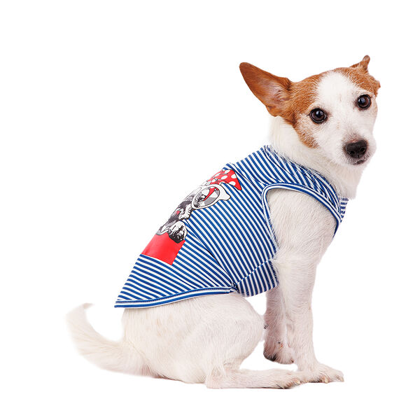 Футболка для собак с собачкой M голубой (унисекс)